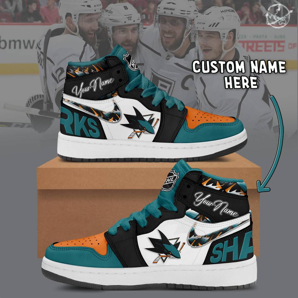JWFancy San Jose Sharks AJ1 High Sneakers Shoes For Men And Women