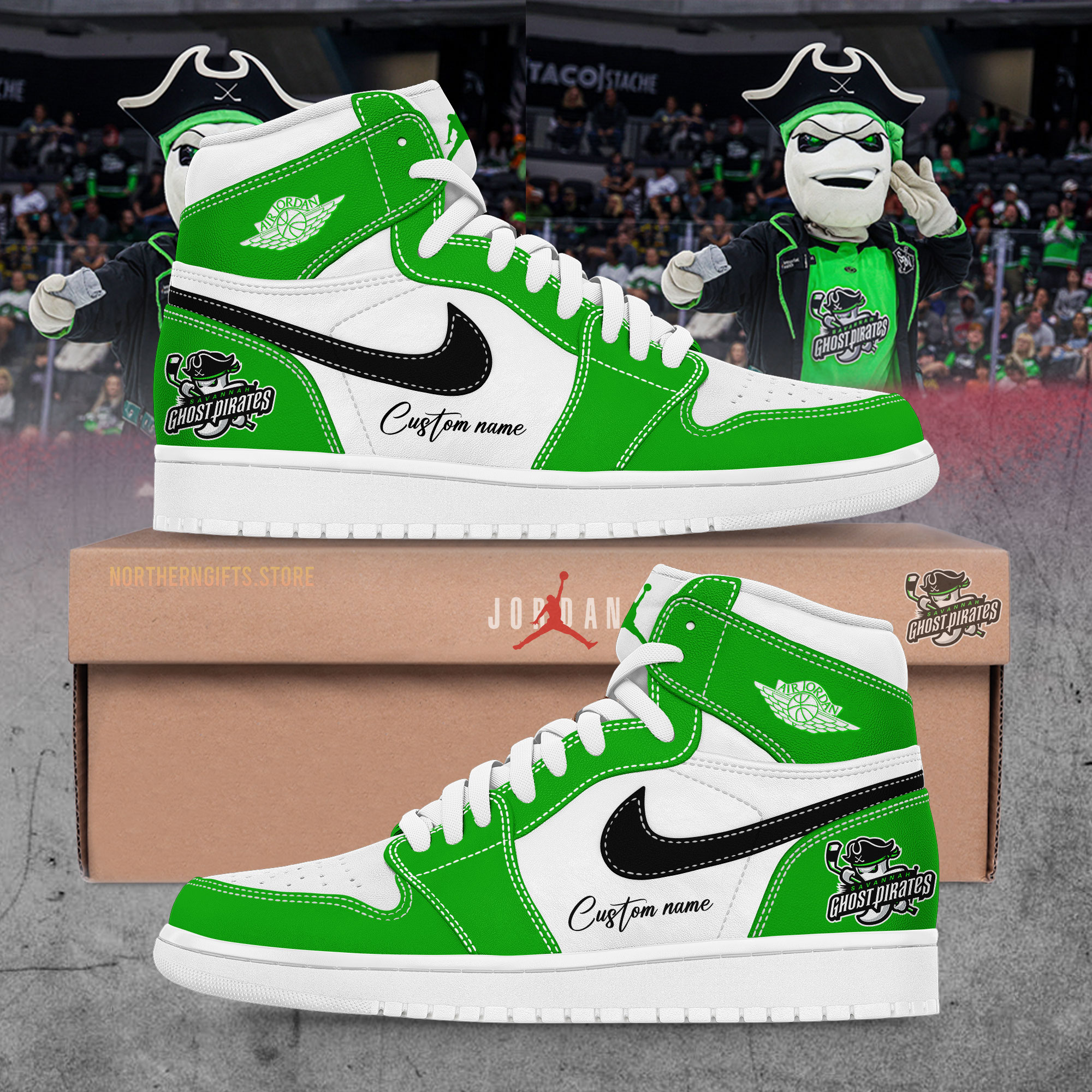 JWFancy Savannah Ghost Pirates AJ1 High Sneakers Shoes For Men And Women