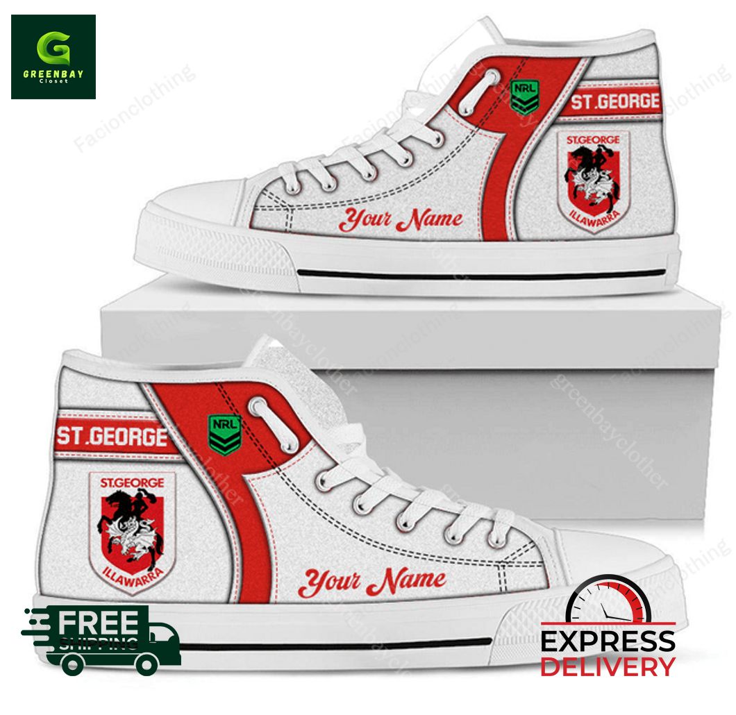 JWFancy St George Illawarra Dragons High Top Canvas Sneakers Shoes For Men And Women