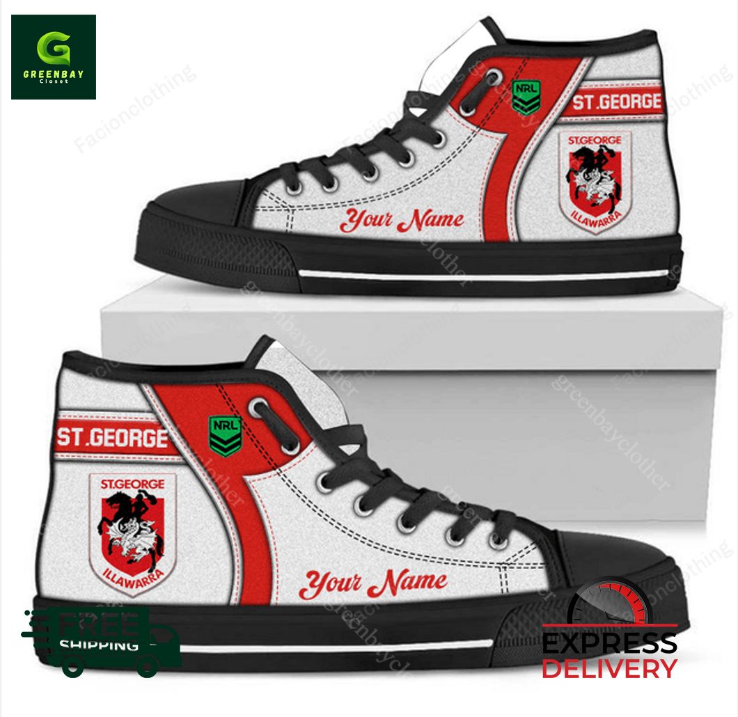 JWFancy St George Illawarra Dragons High Top Canvas Sneakers Shoes For Men And Women