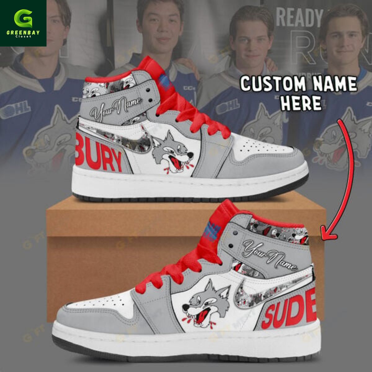 JWFancy Sudbury Wolves AJ1 High Sneakers Shoes For Men And Women