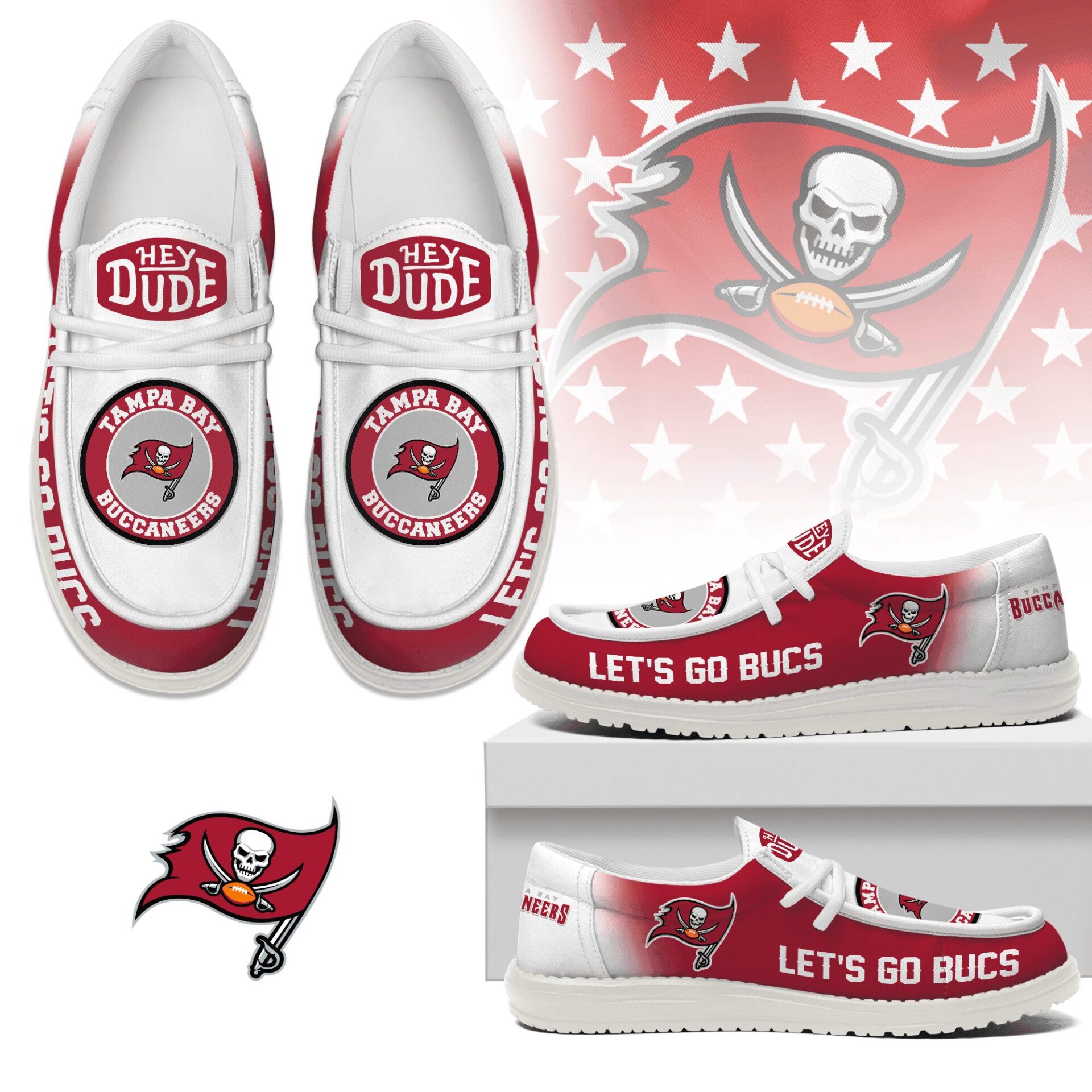 JWFancy Tampa Bay Buccaneers Hey Dude Shoes Wally Men’s Lace Up Loafers Comfortable For Men And Women