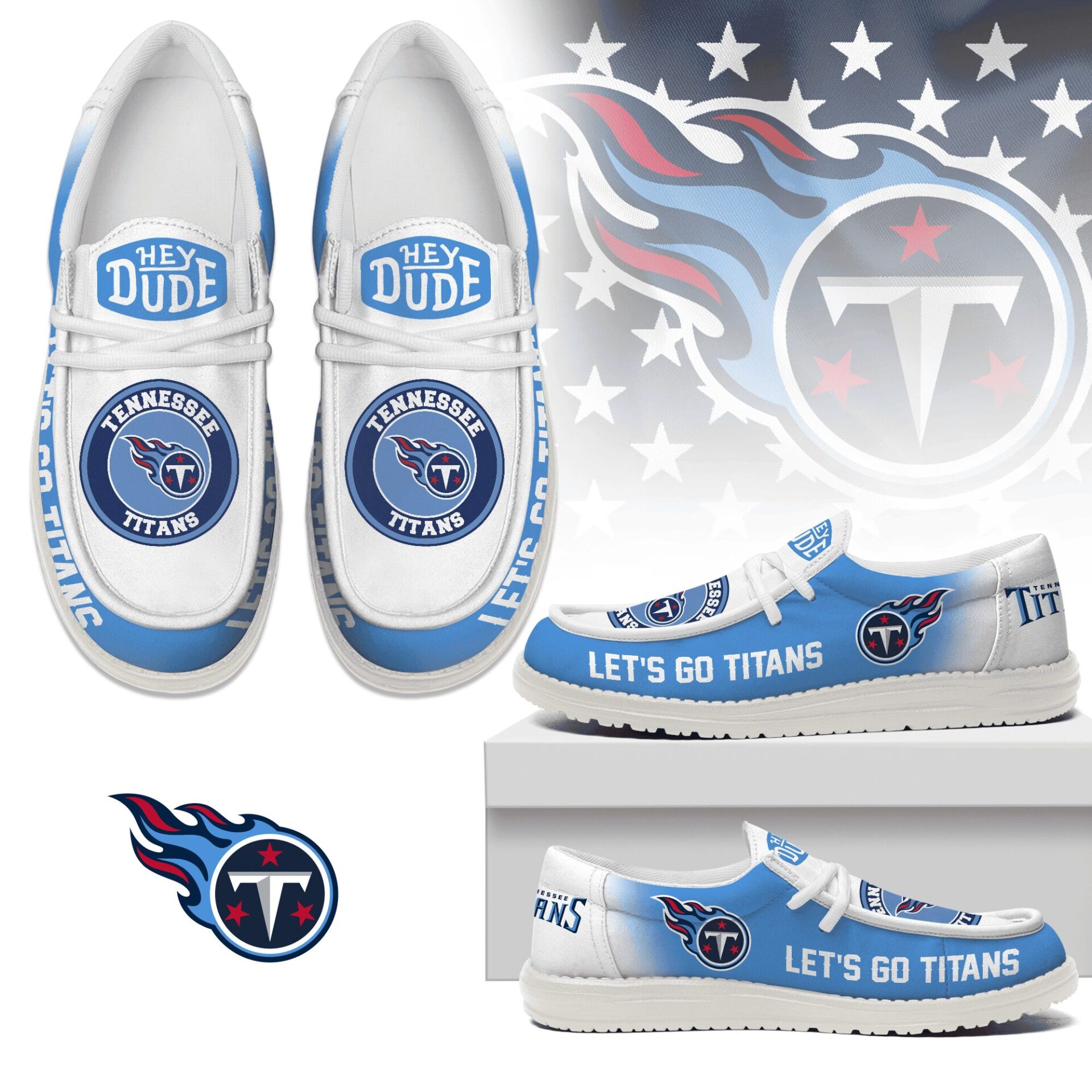JWFancy Tennessee Titans Hey Dude Shoes Wally Men’s Lace Up Loafers Comfortable For Men And Women