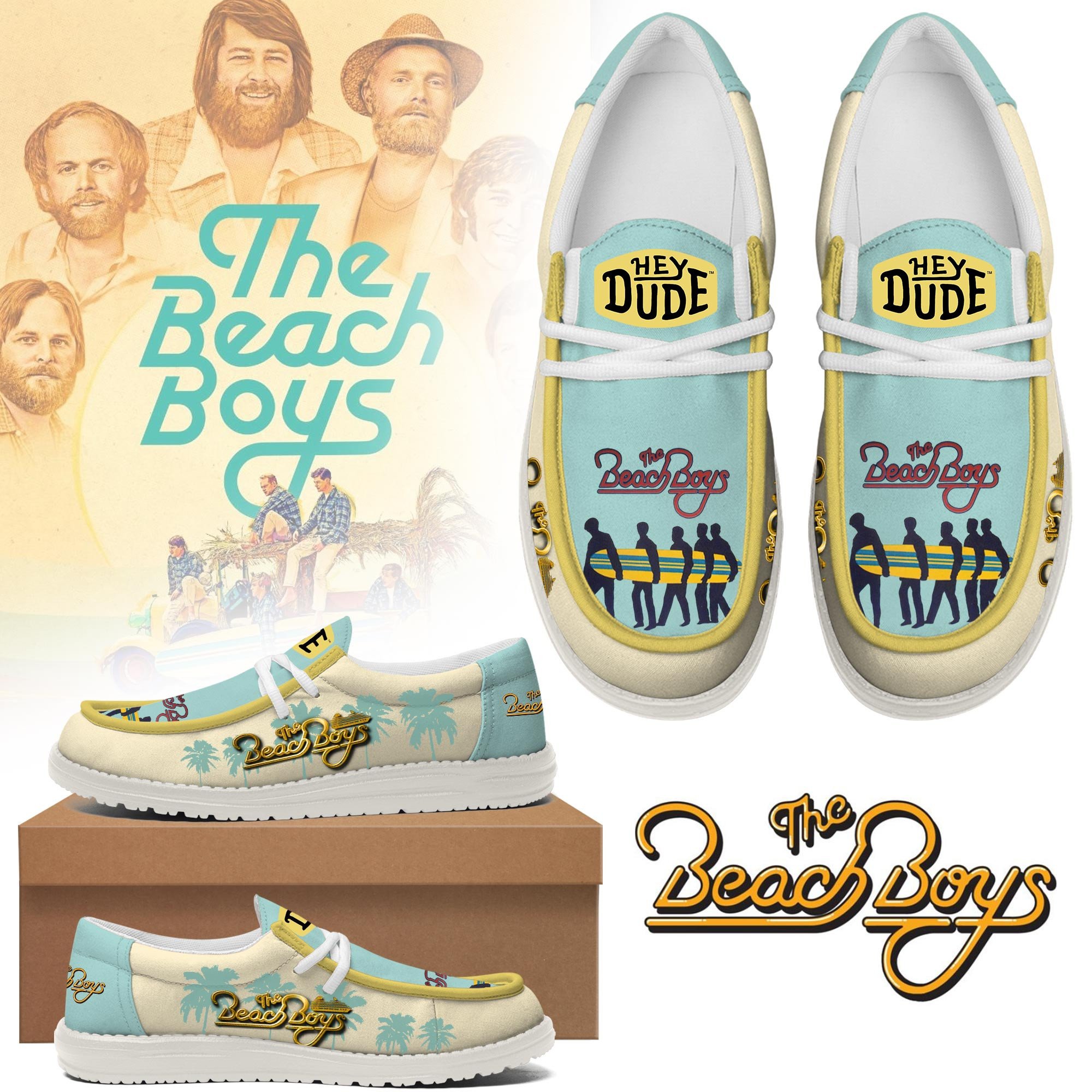 JWFancy The Beach Boys Hey Dude Shoes Wally Men’s Lace Up Loafers Comfortable For Men And Women