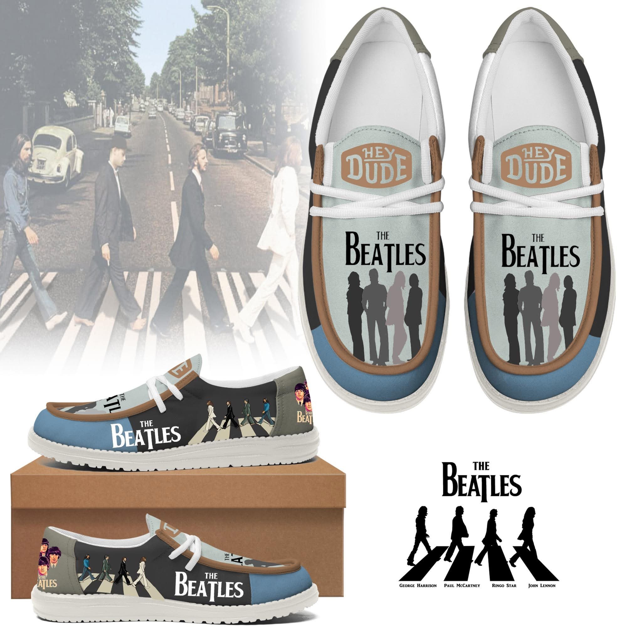 JWFancy The Beatles Hey Dude Shoes Wally Men’s Lace Up Loafers Comfortable For Men And Women