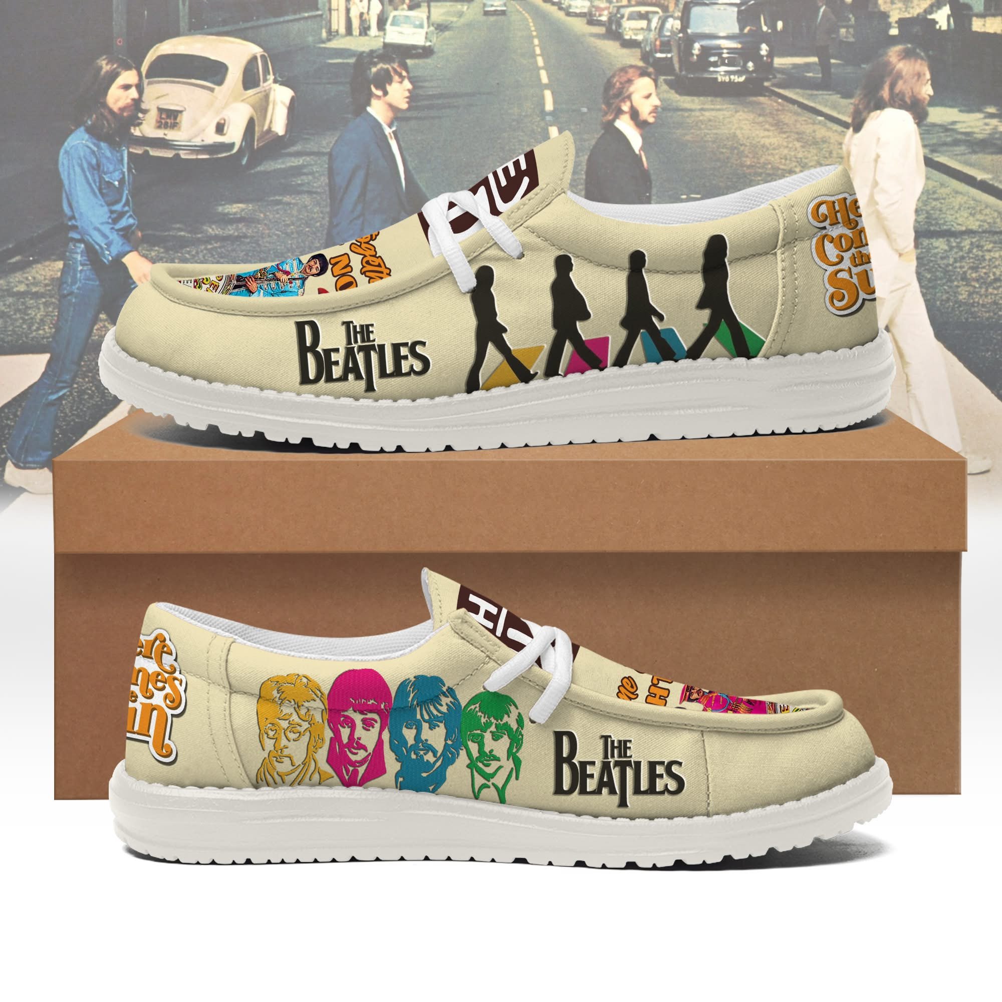 JWFancy The Beatles Hey Dude Shoes Wally Men’s Lace Up Loafers Comfortable For Men And Women