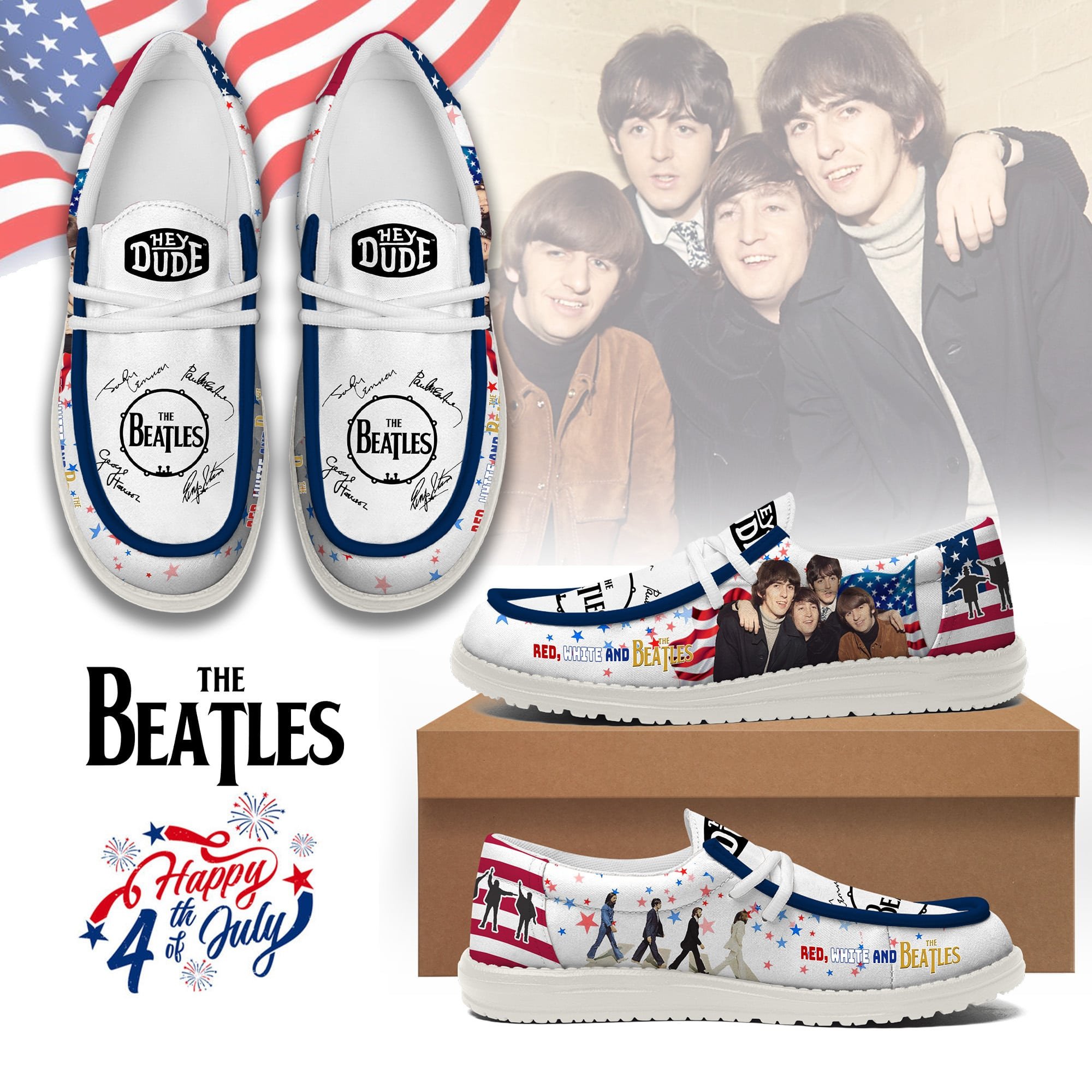 JWFancy The Beatles Personalized Hey Dude Shoes For Men And Women