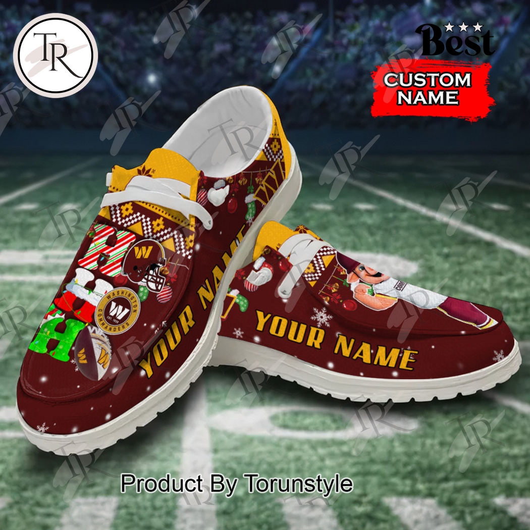JWFancy Washington Commanders x Christmas Personalized Hey Dude Shoes For Men And Women