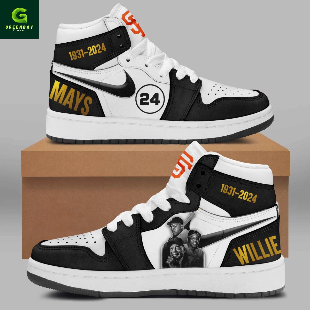 JWFancy Willie Mays AJ1 High Sneakers Shoes For Men And Women