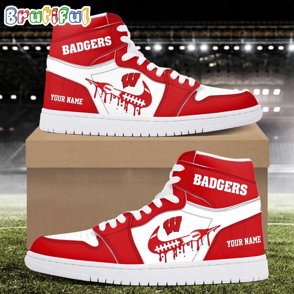 JWFancy Wisconsin Badgers AJ1 High Sneakers Shoes For Men And Women