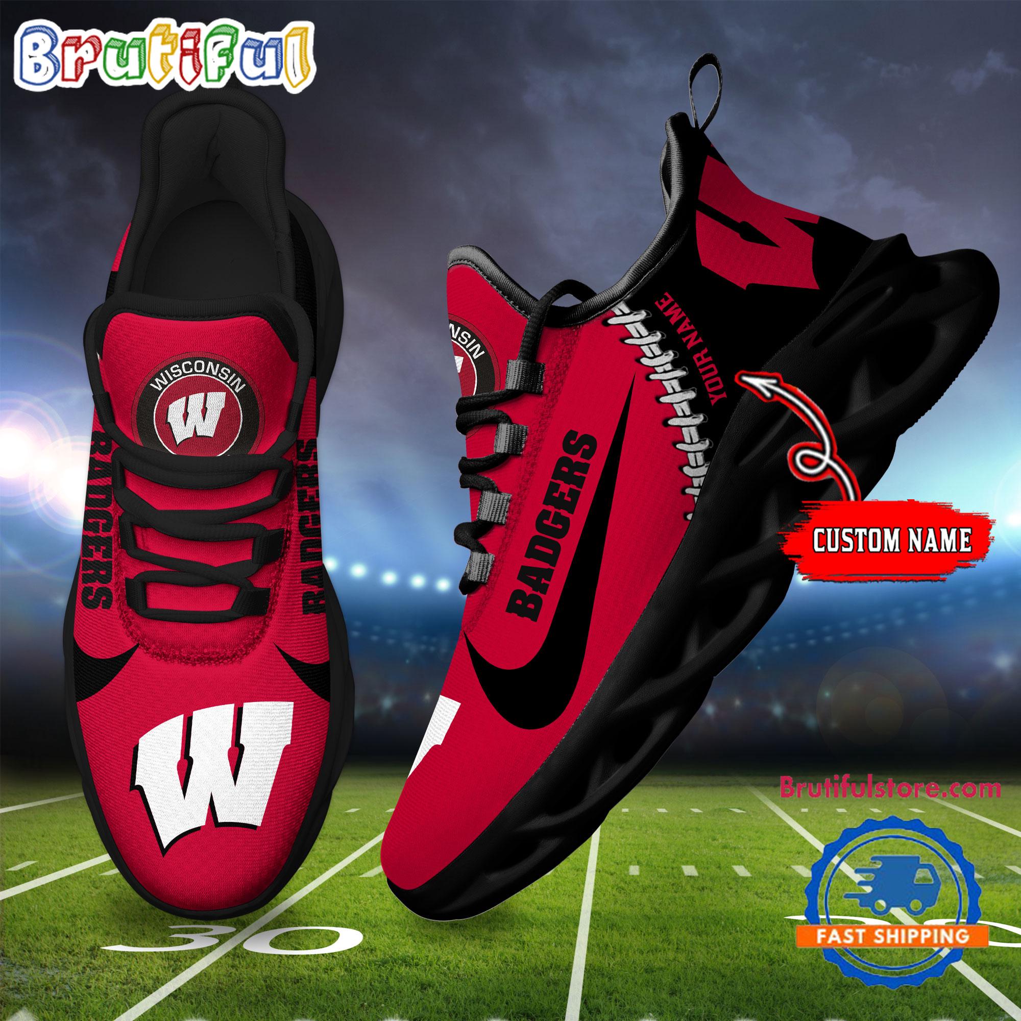 JWFancy Wisconsin Badgers Max Soul Shoes Sneakers For Men And Women