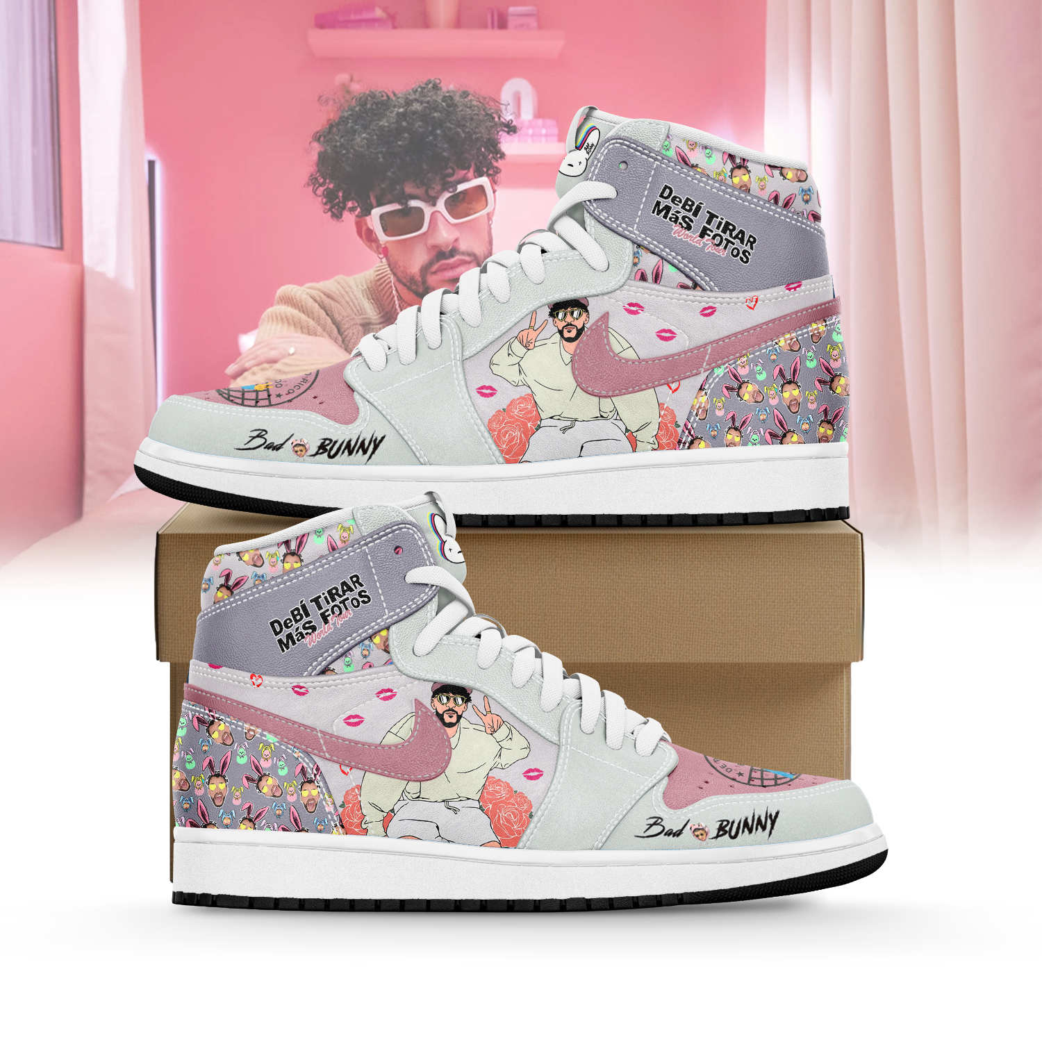 JWFancy Bad Bunny AJ1 High Sneakers Shoes For Men And Women
