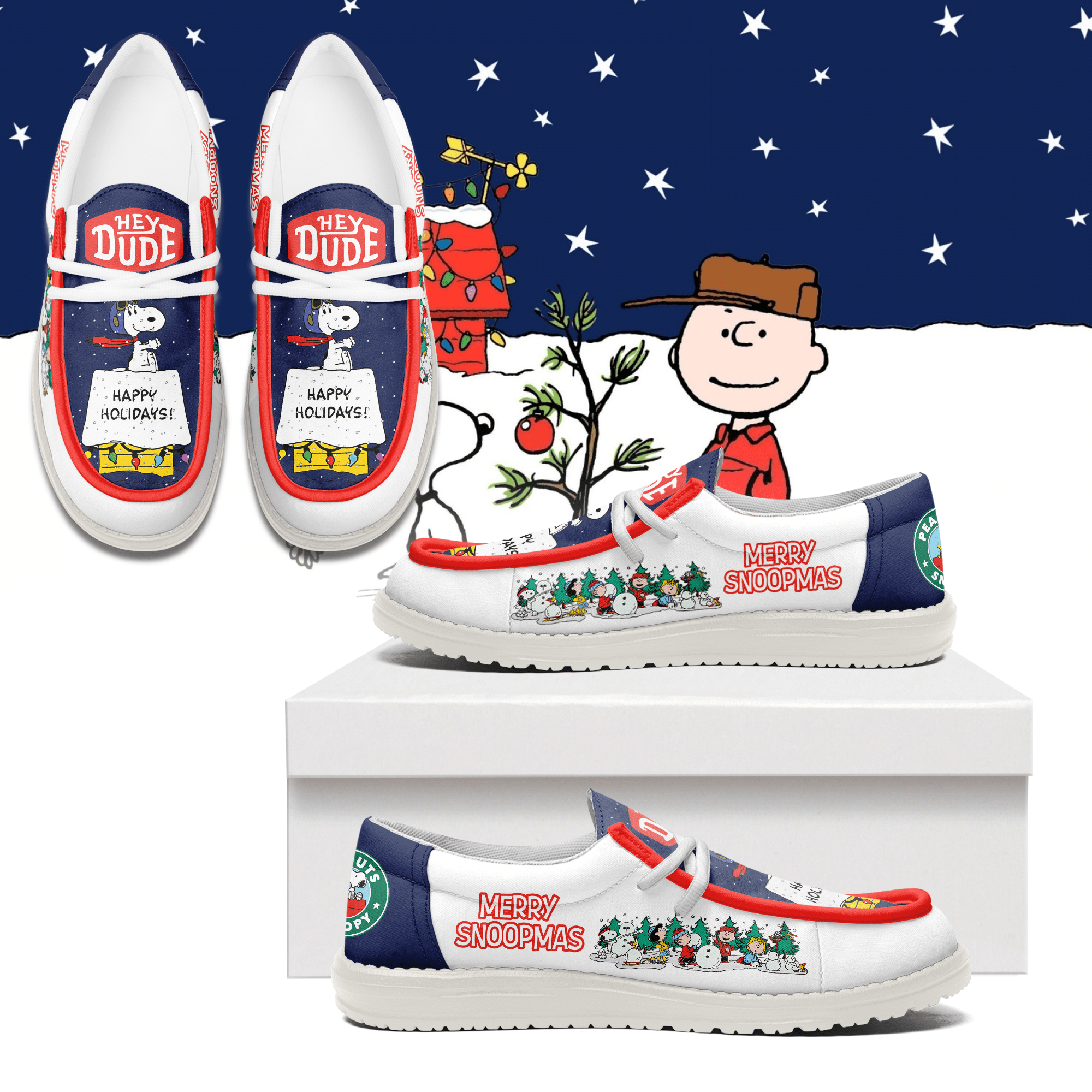 JWFancy Snoopy x Christmas Personalized Hey Dude Shoes For Men And Women